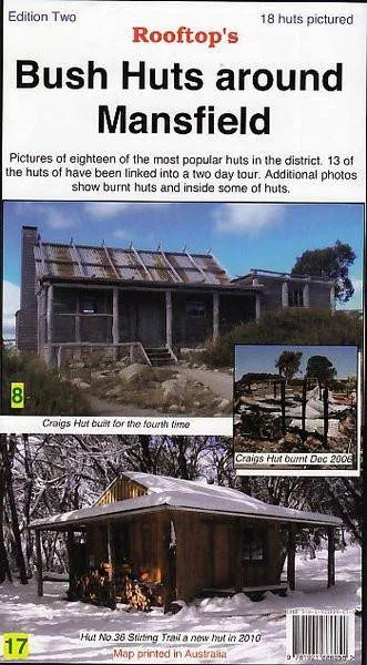 Rooftop's Bush Huts around Mansfield Map camp map guide sale waterproof hiking map topographic camping map
