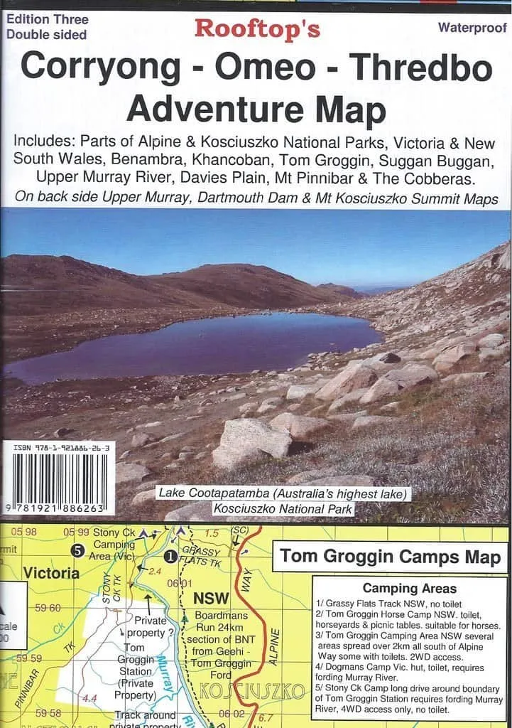 Rooftop's Corryong Omeo Thredbo Adventure Map camp map guide sale waterproof hiking map topographic camping map