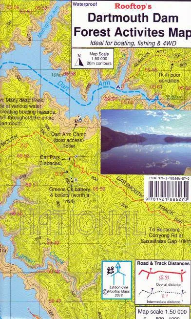 Rooftop's Dartmouth Dam Forest Activities Map camp map guide sale waterproof hiking map topographic camping map