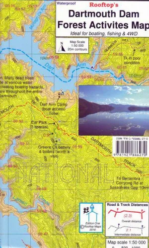 Rooftop's Dartmouth Dam Forest Activities Map camp map guide sale waterproof hiking map topographic camping map