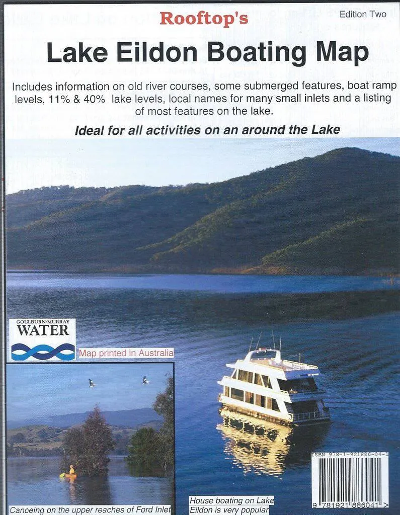 Rooftop's Lake Eildon Boating Map camp map guide sale waterproof hiking map topographic camping map