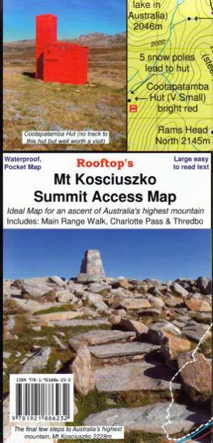 Rooftop's Mount Kosciuszko Summit Access Pocket Map camp map guide sale waterproof hiking map topographic camping map