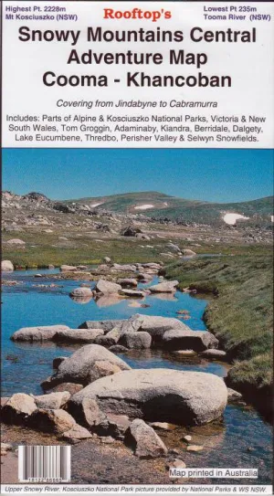 Rooftop's Snowy Mountains Central Adventure Map camp map guide sale waterproof hiking map topographic camping map