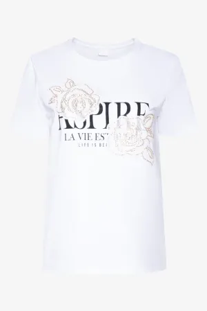 Rose Short Sleeve T-Shirt White,women t-shirt cotton,women t-shirt top,boutique women's clothing