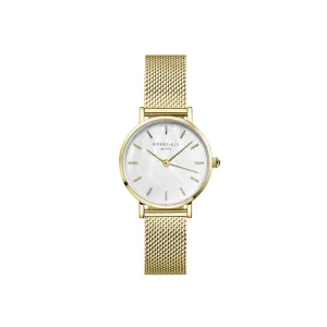 Rosefield Small Edit White MOP Mesh Gold Watch SMGMG-S06 