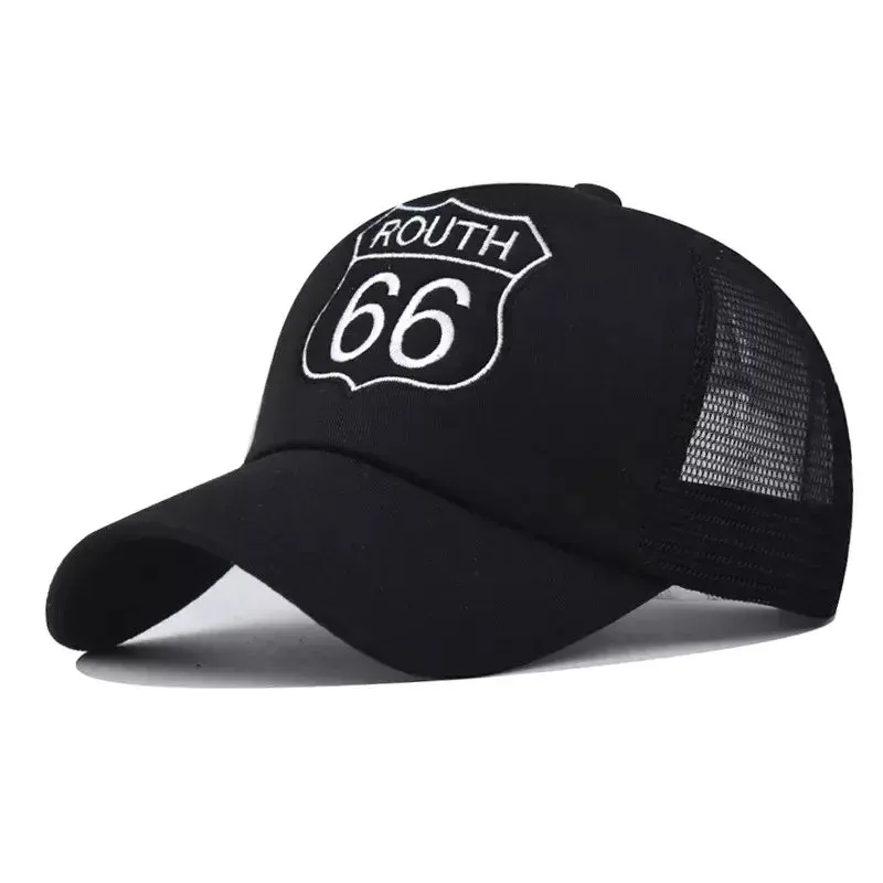 Route 66 Trucker Cap boater hat with bow in beach sunlight