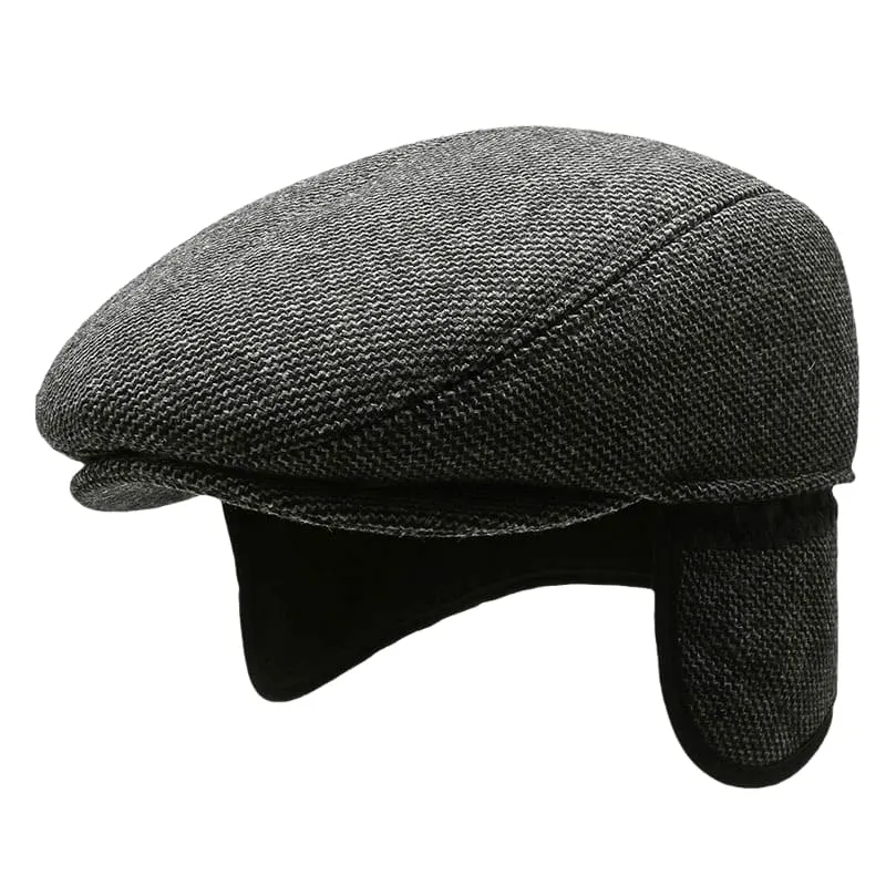 RQL Earflaps Wool Flat Cap