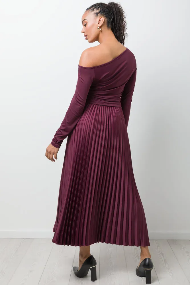 Ruched Long Sleeve Top Burgundy