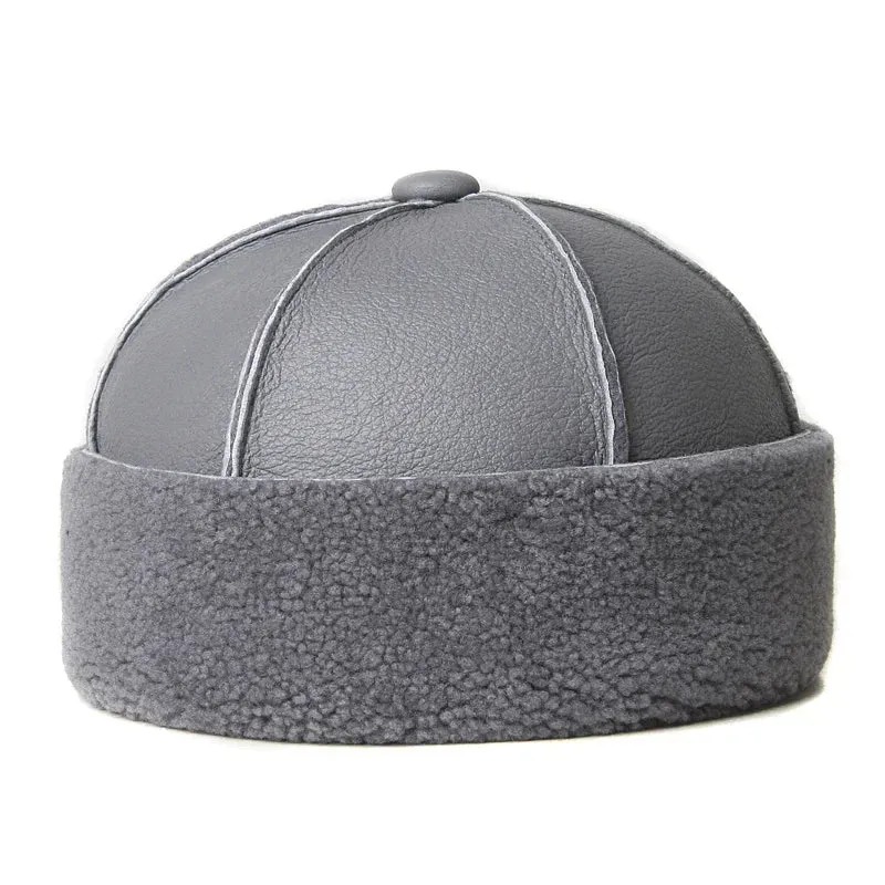 Russian Wool Lined Genuine Leather Docker Cap