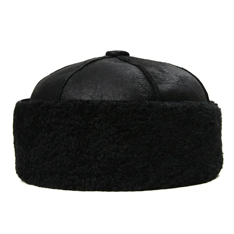 Russian Wool Lined Genuine Leather Docker Cap