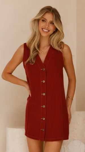 Sacha Denim Mini Dress - Red,prom dresses,wedding guest dresses,homecoming dresses,bridesmaid dresses,cocktail dresses,women clothing,summer dresses,formal dresses,sundresses,mother of the bride dresses,quince clothing,bodycon dress,dress casual,dress desi