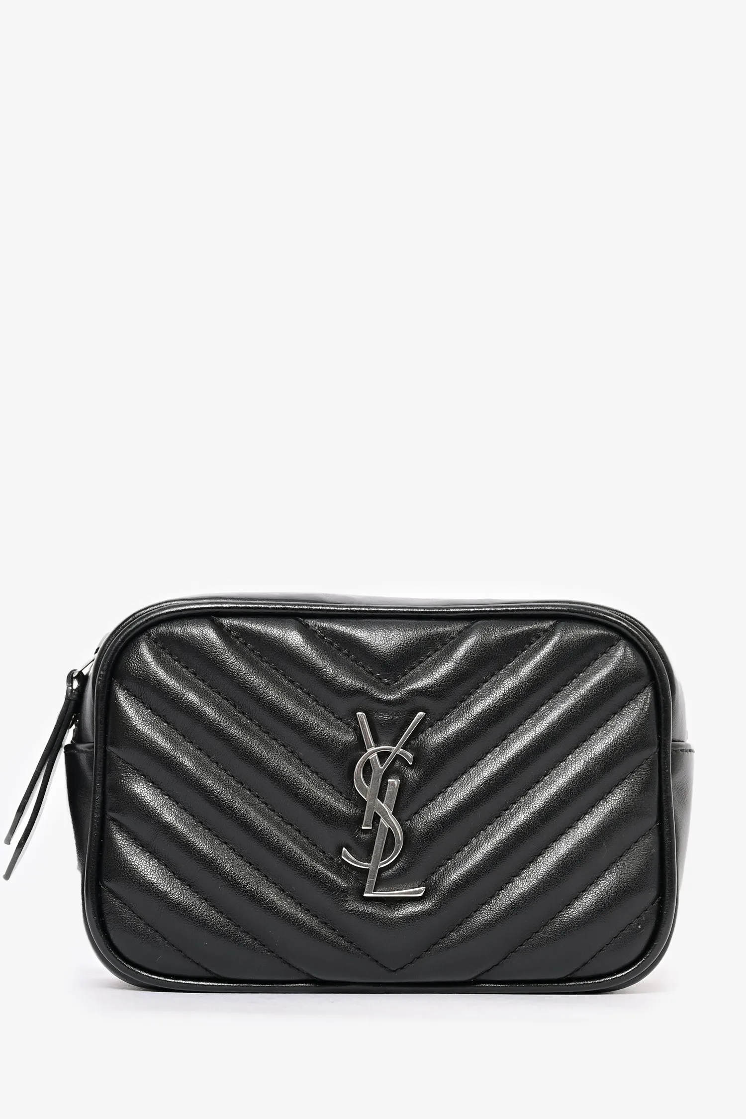 Saint Laurent 2019 Black Chevron Leather Mini Lou Camera Crossbody