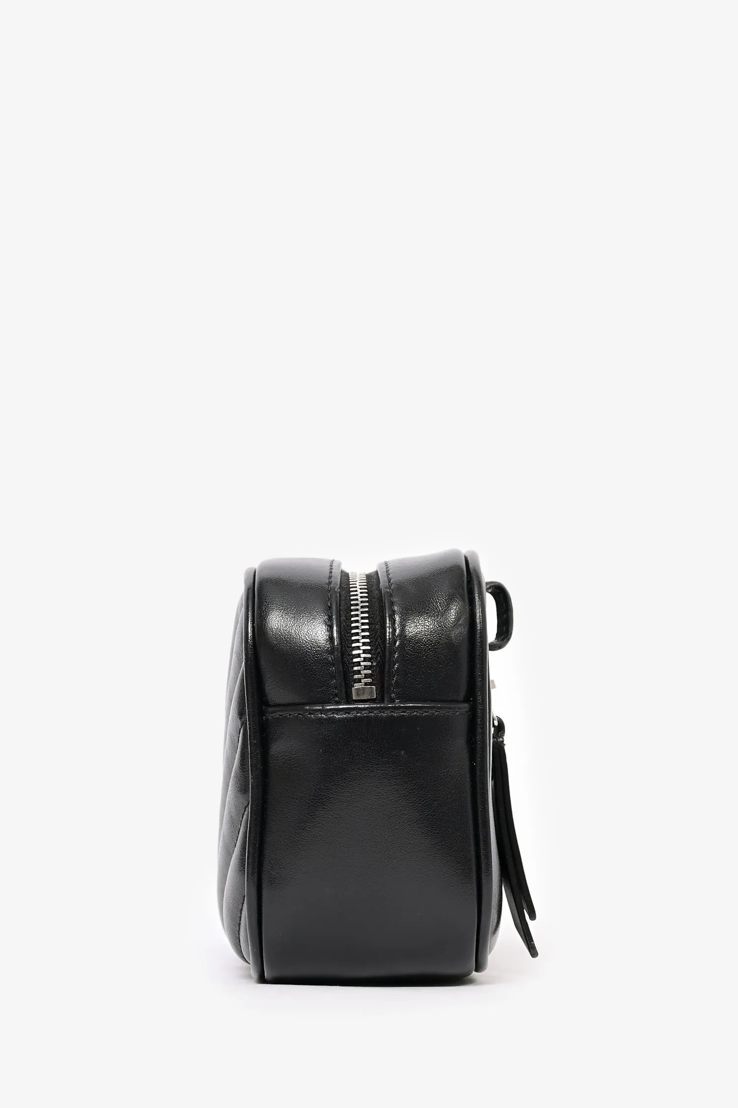 Saint Laurent 2019 Black Chevron Leather Mini Lou Camera Crossbody