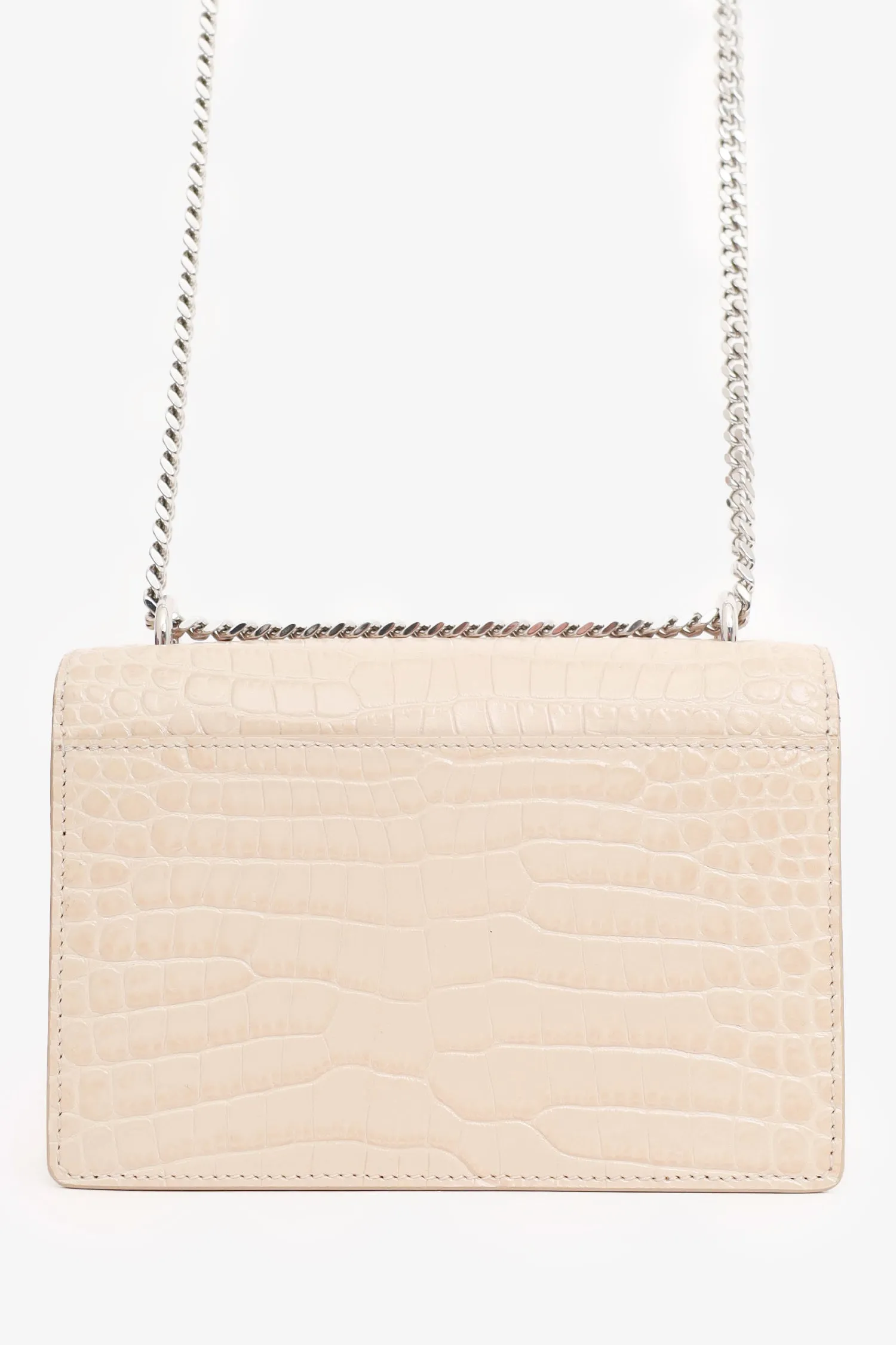 Saint Laurent Beige Croc Embossed Leather 'Sunset' Mini Crossbody Bag anti-theft crossbody bags sale