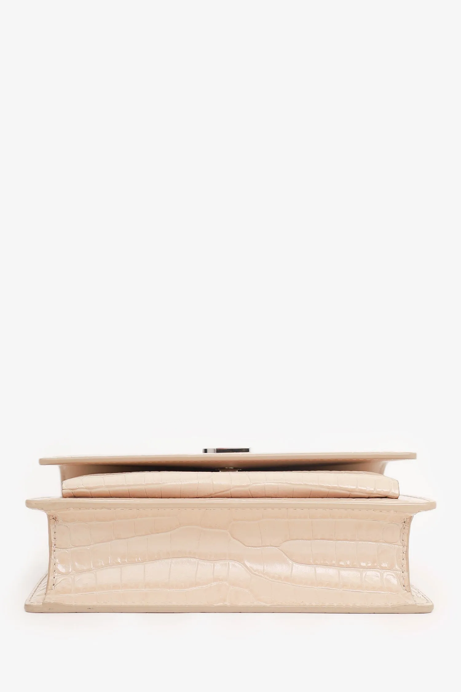 Saint Laurent Beige Croc Embossed Leather 'Sunset' Mini Crossbody Bag