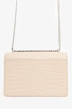 Saint Laurent Beige Croc Embossed Leather 'Sunset' Mini Crossbody Bag anti-theft crossbody bags sale