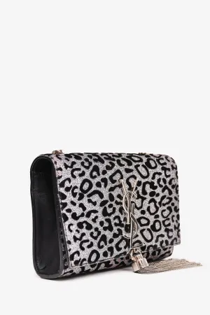 Saint Laurent Black Silver Animal Print Kate Tassle Small Crossbody anti-theft crossbody bags sale