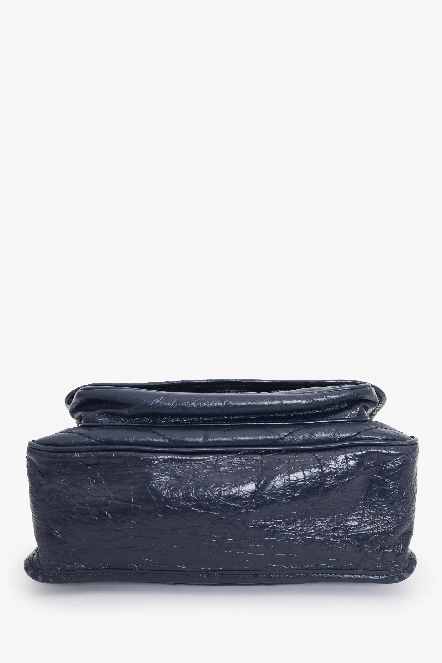 Saint Laurent Navy Crinkled Leather 'Niki' Medium Crossbody Bag