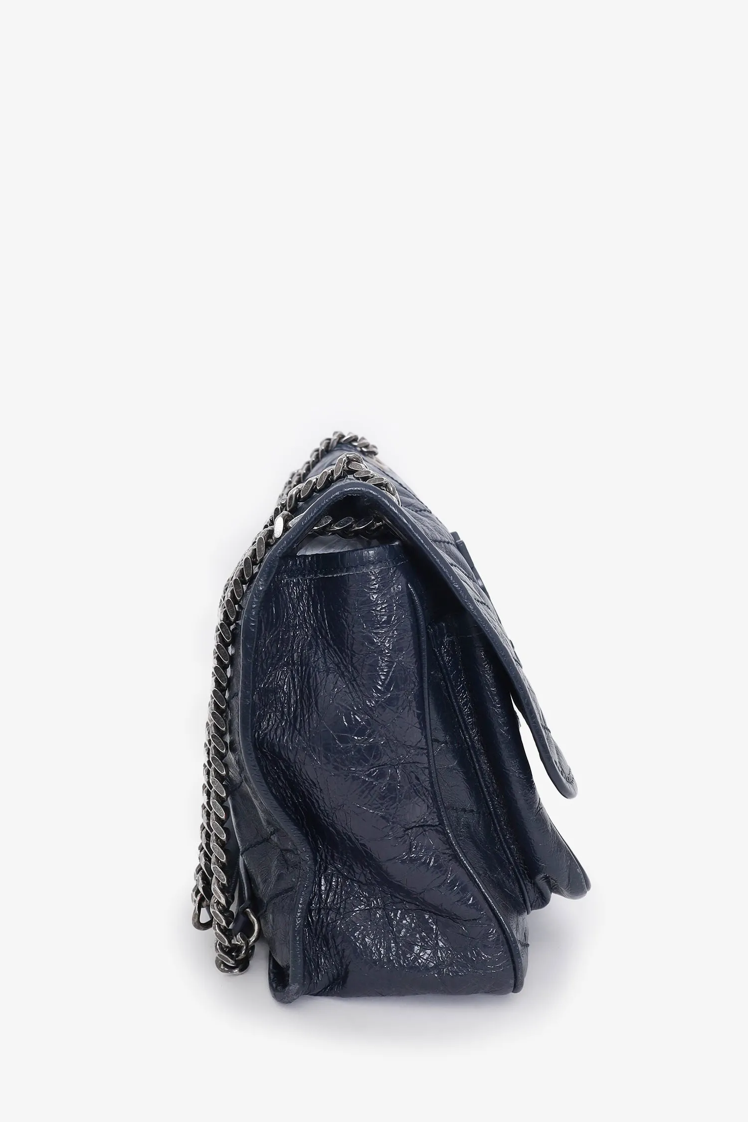 Saint Laurent Navy Crinkled Leather 'Niki' Medium Crossbody Bag