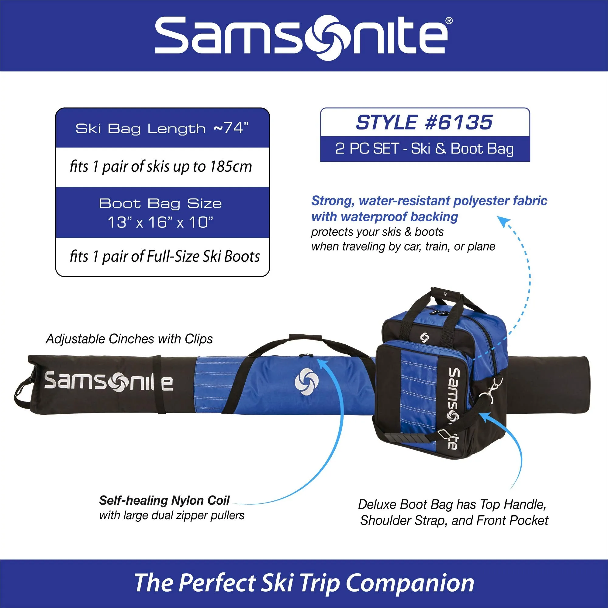 Ensemble de sacs Samsonite Deluxe pour skis et chaussures / 2 pièces