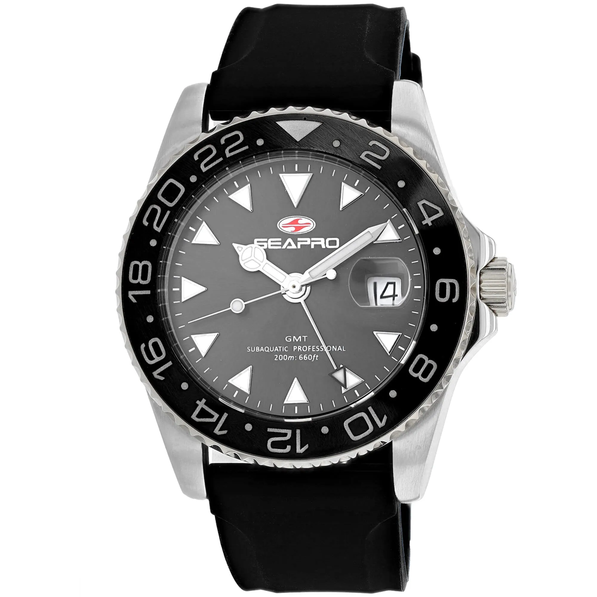 Seapro Men's Watch - Agent Quartz Silver Tone Case Grey Dial Rubber Strap | SP0120 
