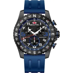 Seapro Men's Watch - Gallantry Quartz Black Dial Blue Rubber Strap | SP9733 
