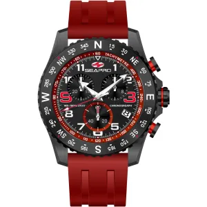 Seapro Men's Watch - Gallantry Quartz Black Dial Red Rubber Strap | SP9732 