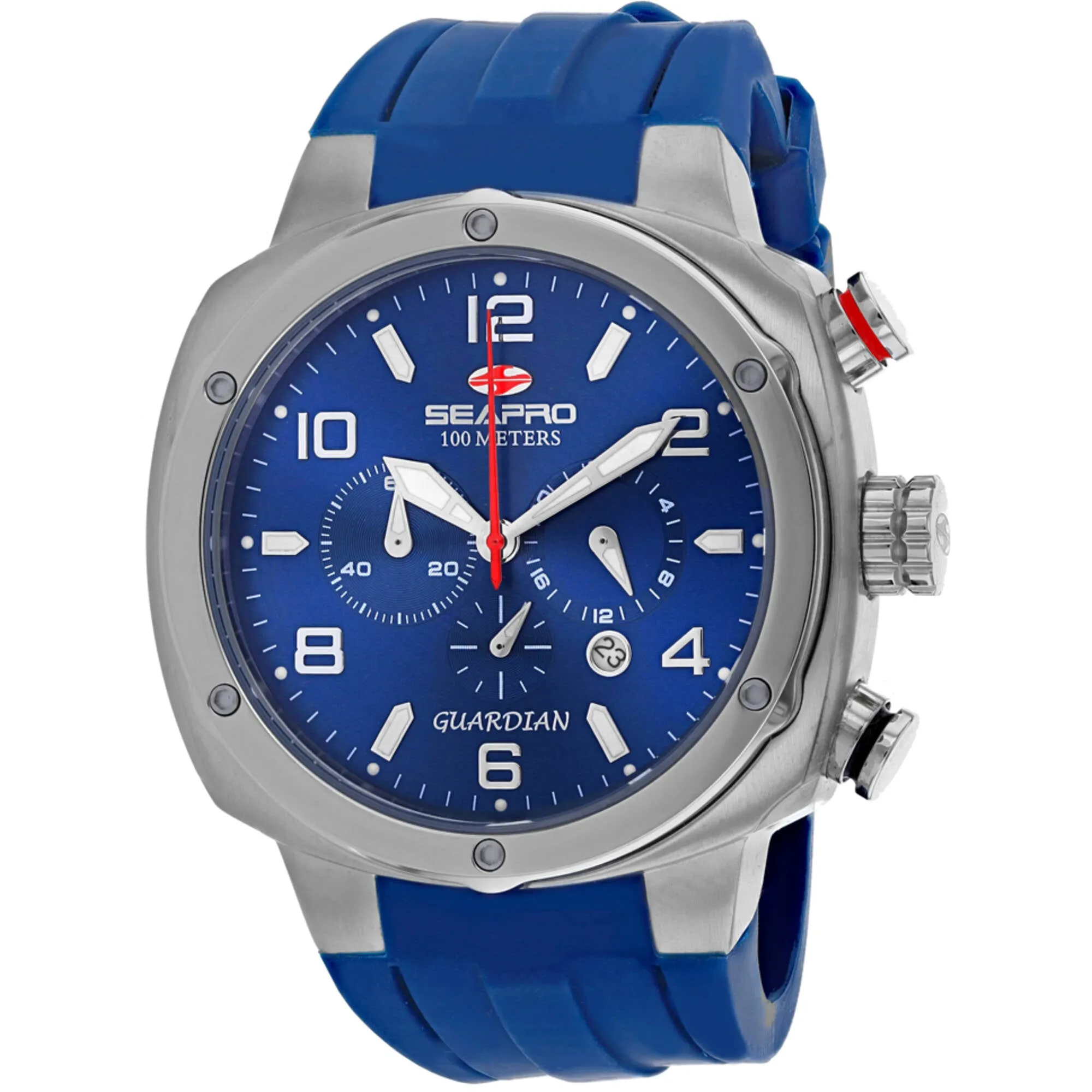 Seapro Men's Watch - Guardian Quartz Silver Tone Case Blue Rubber Strap | SP3343 