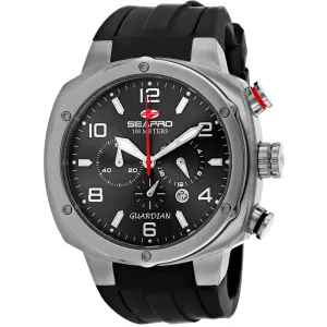 Seapro Men's Watch - Guardian Silver Tone Case Black Dial Rubber Strap | SP3341 Luxury Quartz Watch Quartz Watch Sale
