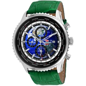 Seapro Men's Watch - Meridian World Timer GMT Blue Dial Leather Strap | SP7133 
