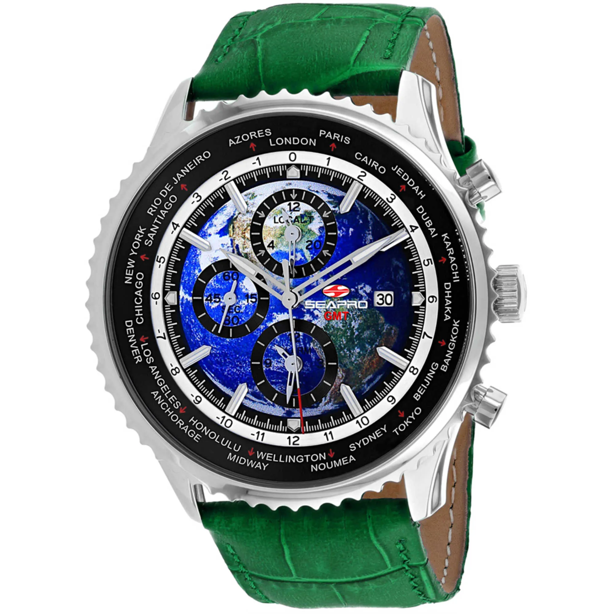 Seapro Men's Watch - Meridian World Timer GMT Blue Dial Leather Strap | SP7133 