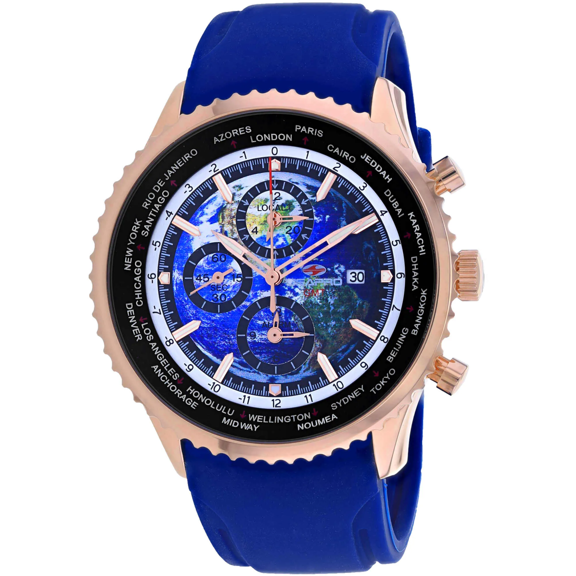 Seapro Men's Watch - Meridian World Timer GMT Quartz Blue Dial Rubber Strap | SP7522 