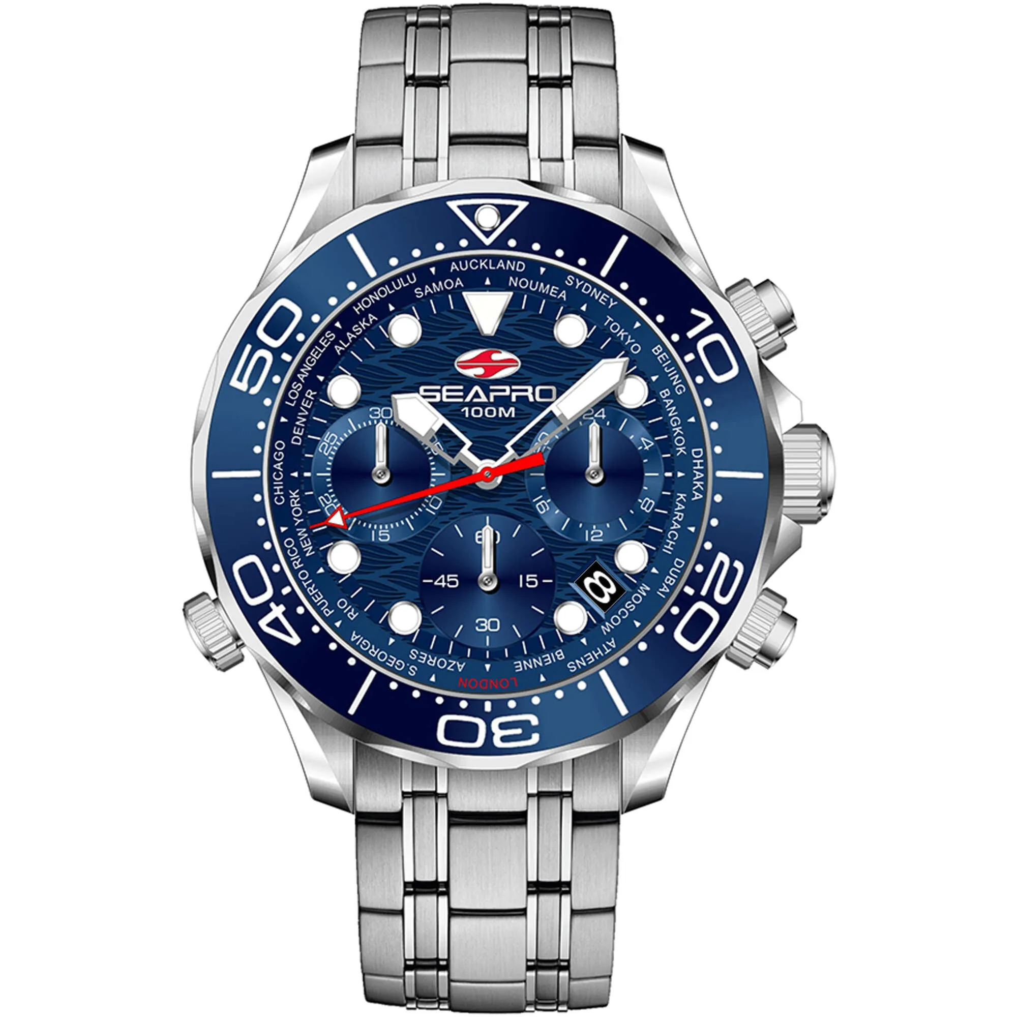 Seapro Men's Watch - Mondial Timer Blue Dial Stainless Steel Bracelet | SP0152 