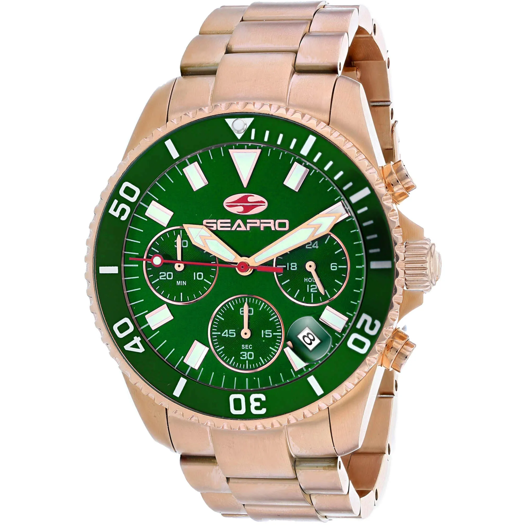 Seapro Men's Watch - Scuba 200 Chrono Green Dial Plated Steel Bracelet | SP4356 