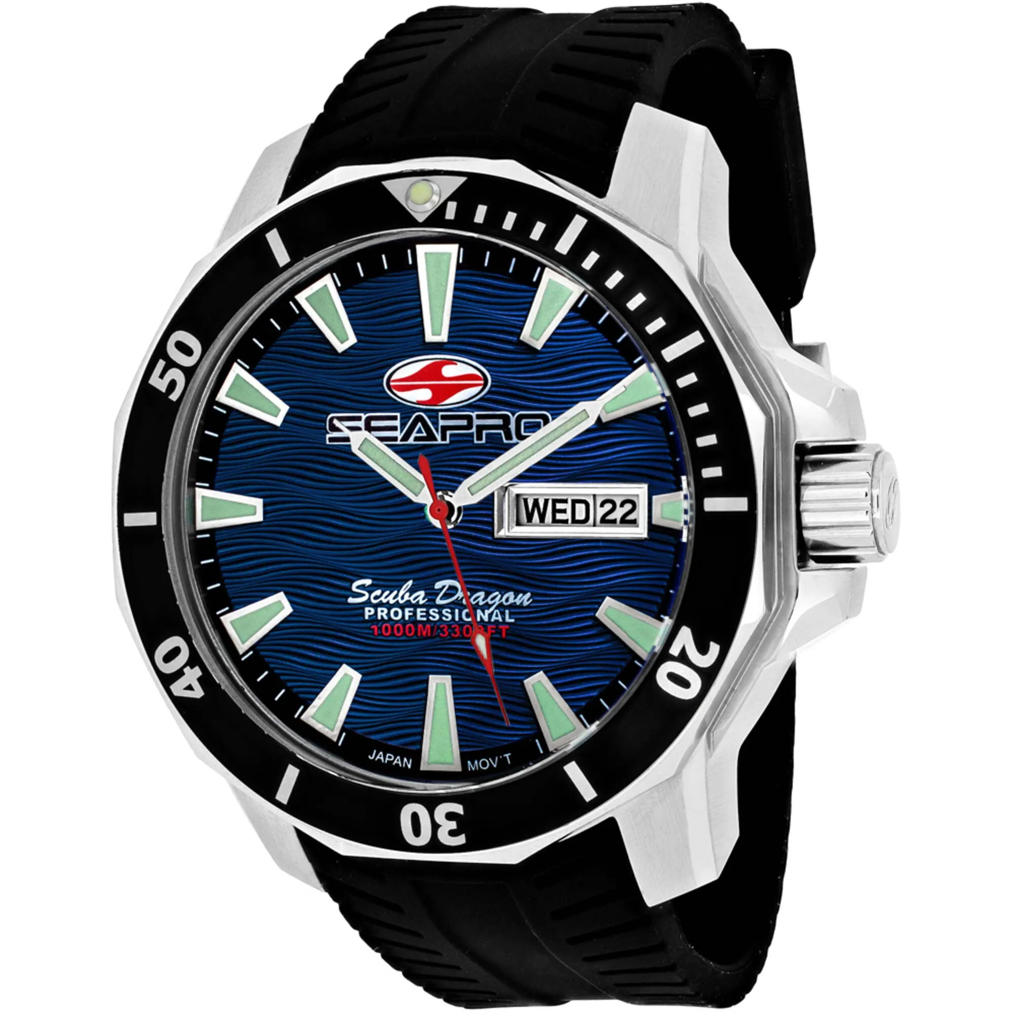 Seapro Men's Watch - Scuba Dragon Diver Quartz Blue Dial Rubber Strap | SP8316 