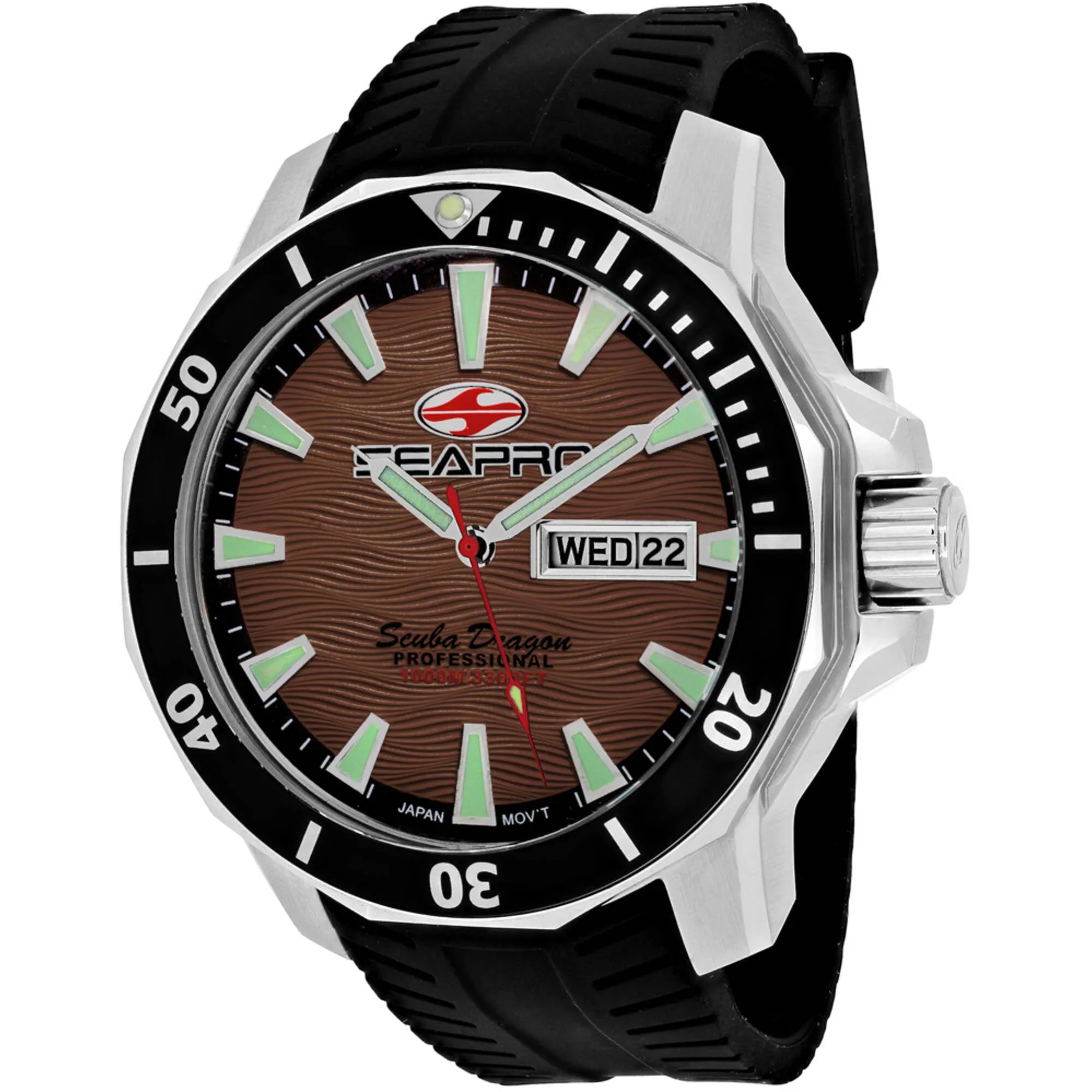 Seapro Men's Watch - Scuba Dragon Diver Quartz Brown Dial Rubber Strap | SP8315 