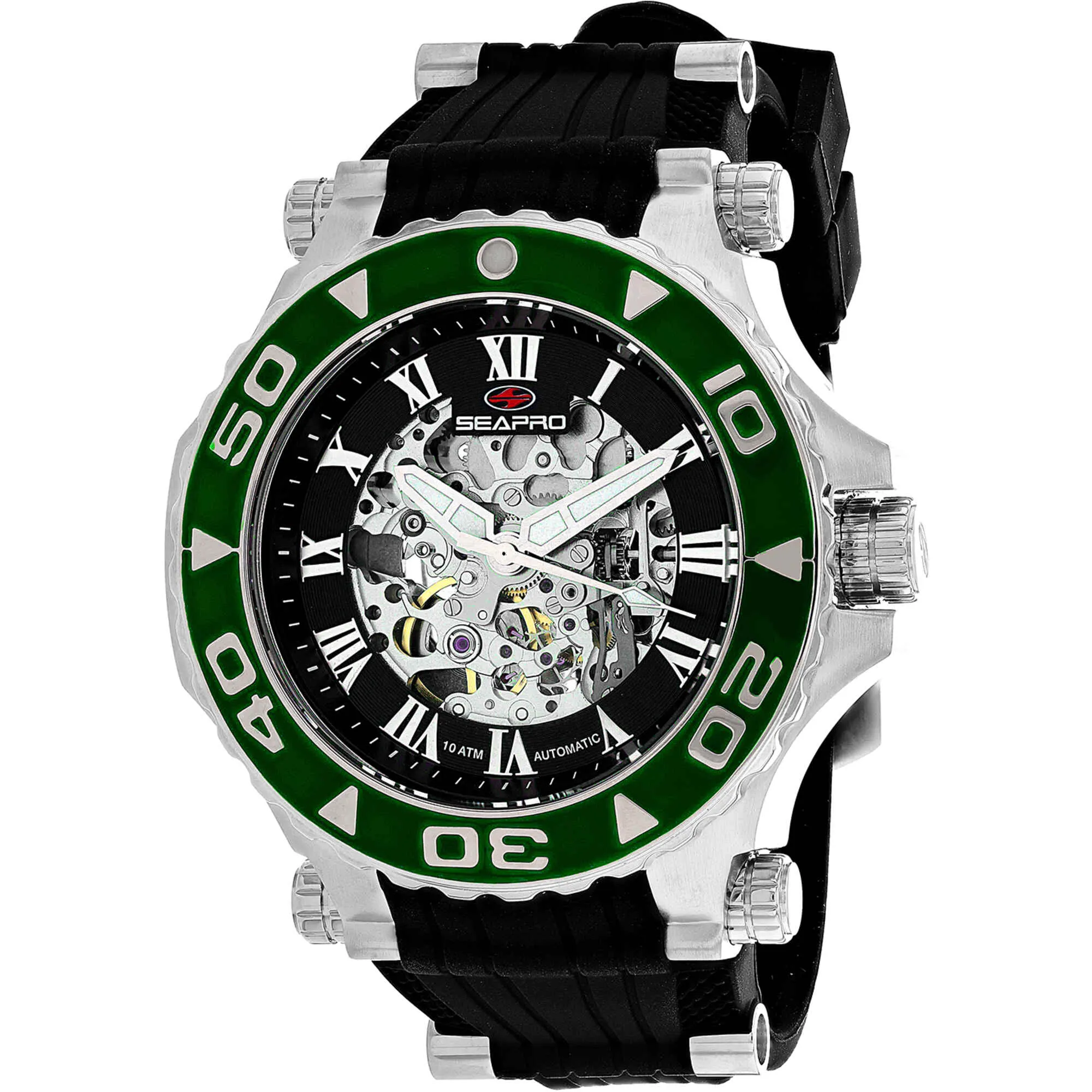 Seapro Men's Watch - Seaway Automatic Silver Tone Case Black Dial Strap | SP7752 