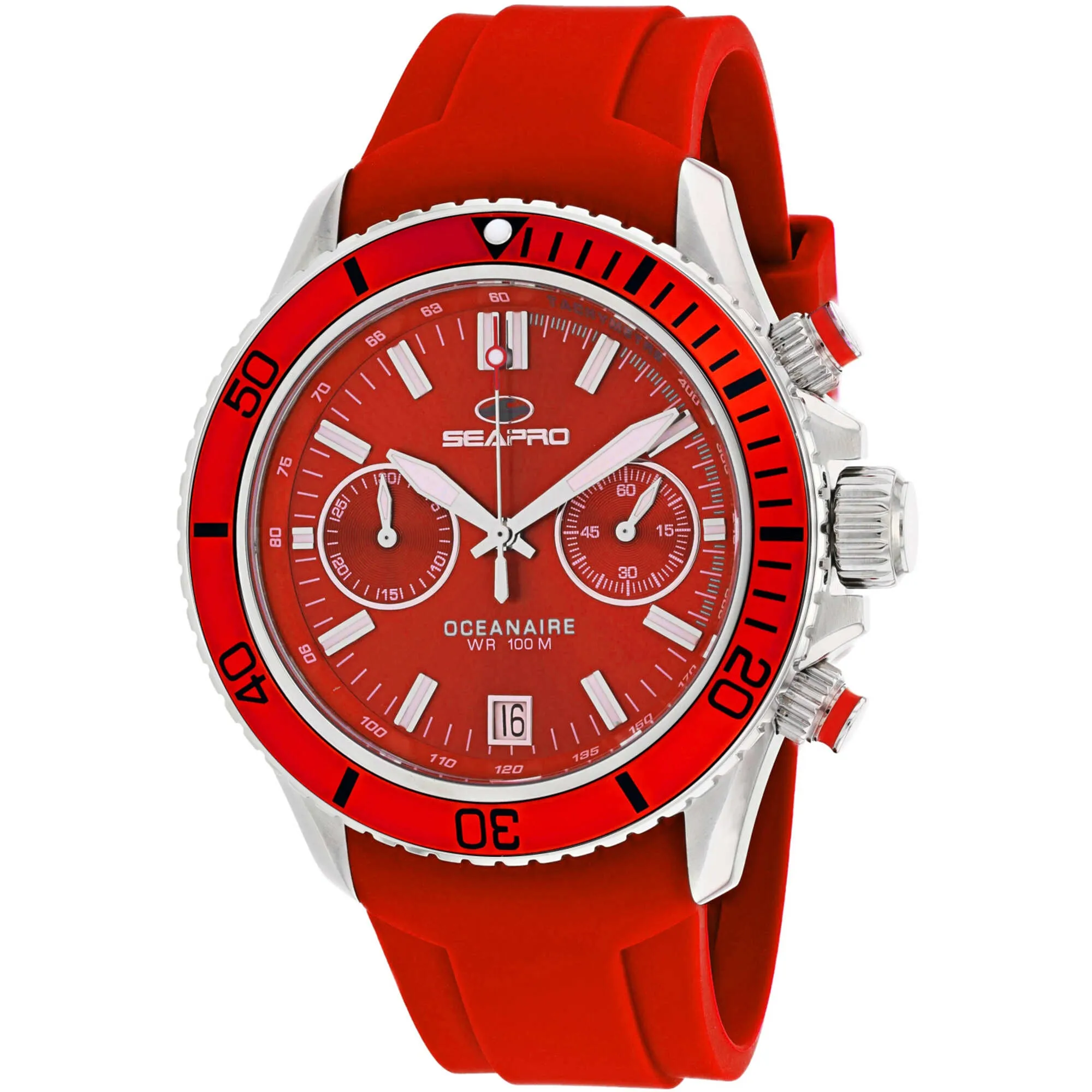 Seapro Men's Watch - Thrash Quartz Silver Tone Case Red Dial Rubber Strap | SP0336 Luxury Quartz Watch Quartz Watch Sale