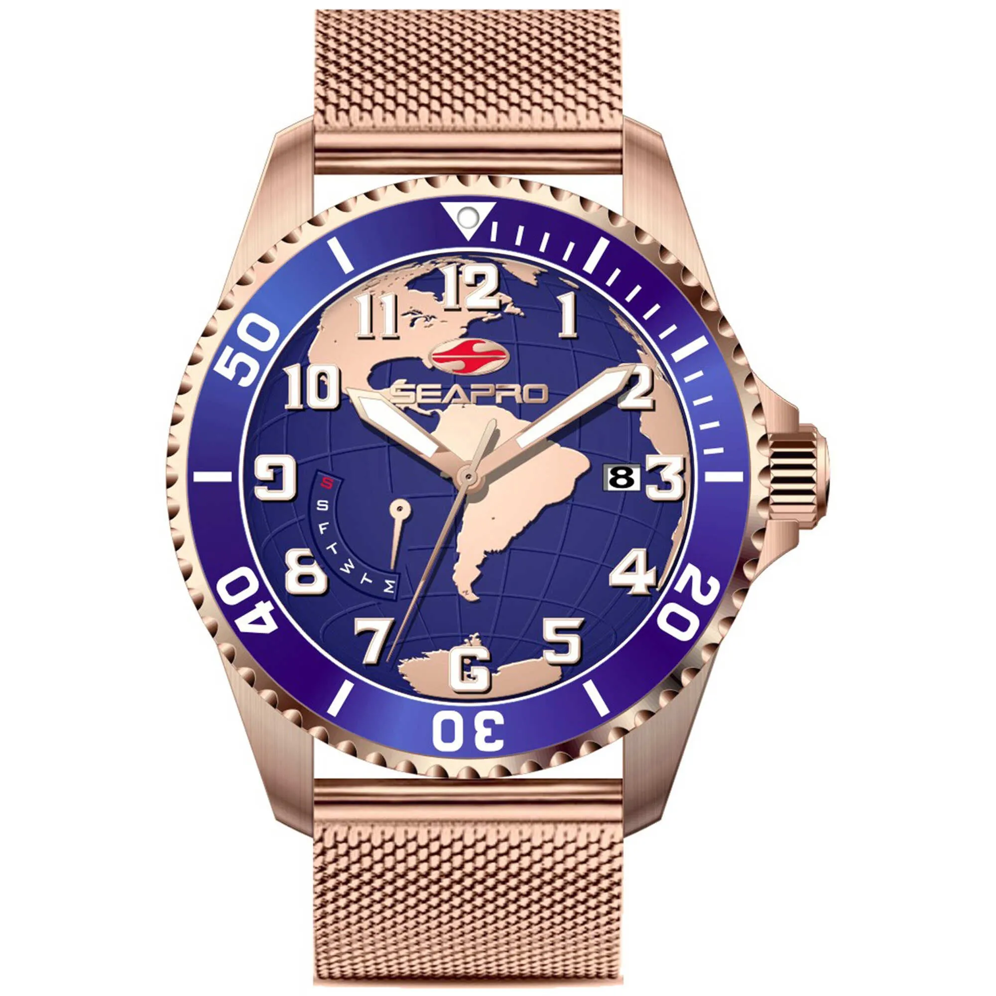Seapro Men's Watch - Voyager Blue Dial Plated Stainless Steel Bracelet | SP4764 
