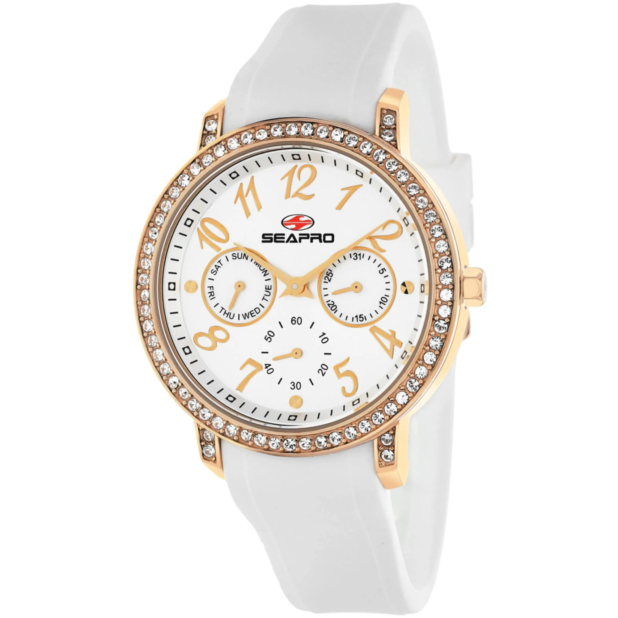 Seapro Women's Watch - Swell Quartz Silver Tone Dial White Rubber Strap | SP4412 Luxury Quartz Watch Quartz Watch Sale