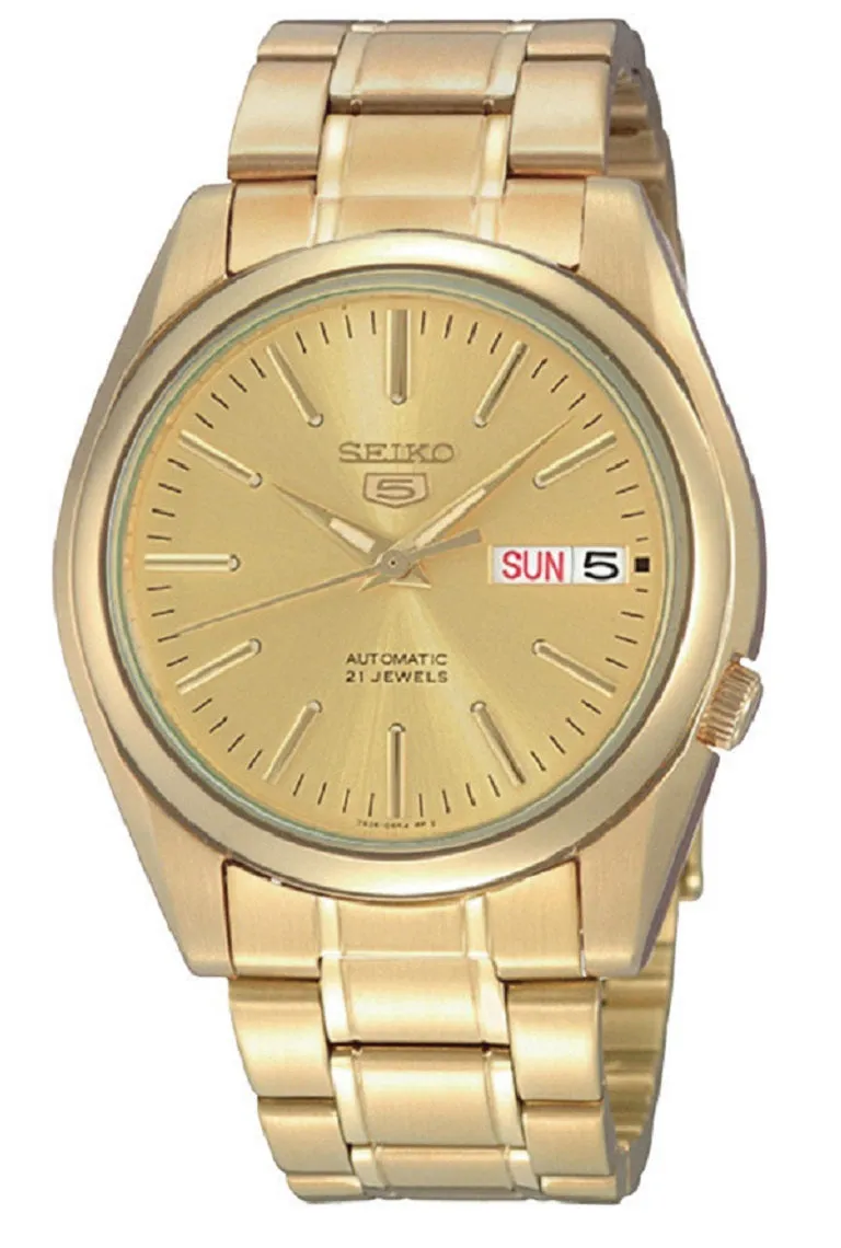 Seiko 5 SNKL48K1 Gold Stainless Automatic Watch Men Affordable casual watches Sporty casual watches Affordable luxury casual watches