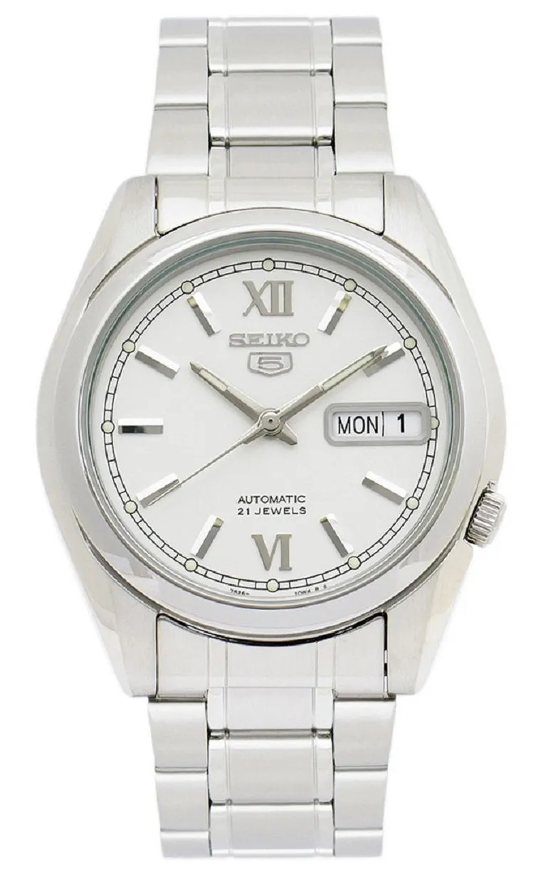 Seiko 5 SNKL51K1  Silver Stainless Automatic Watch Men Affordable casual watches Sporty casual watches Affordable luxury casual watches