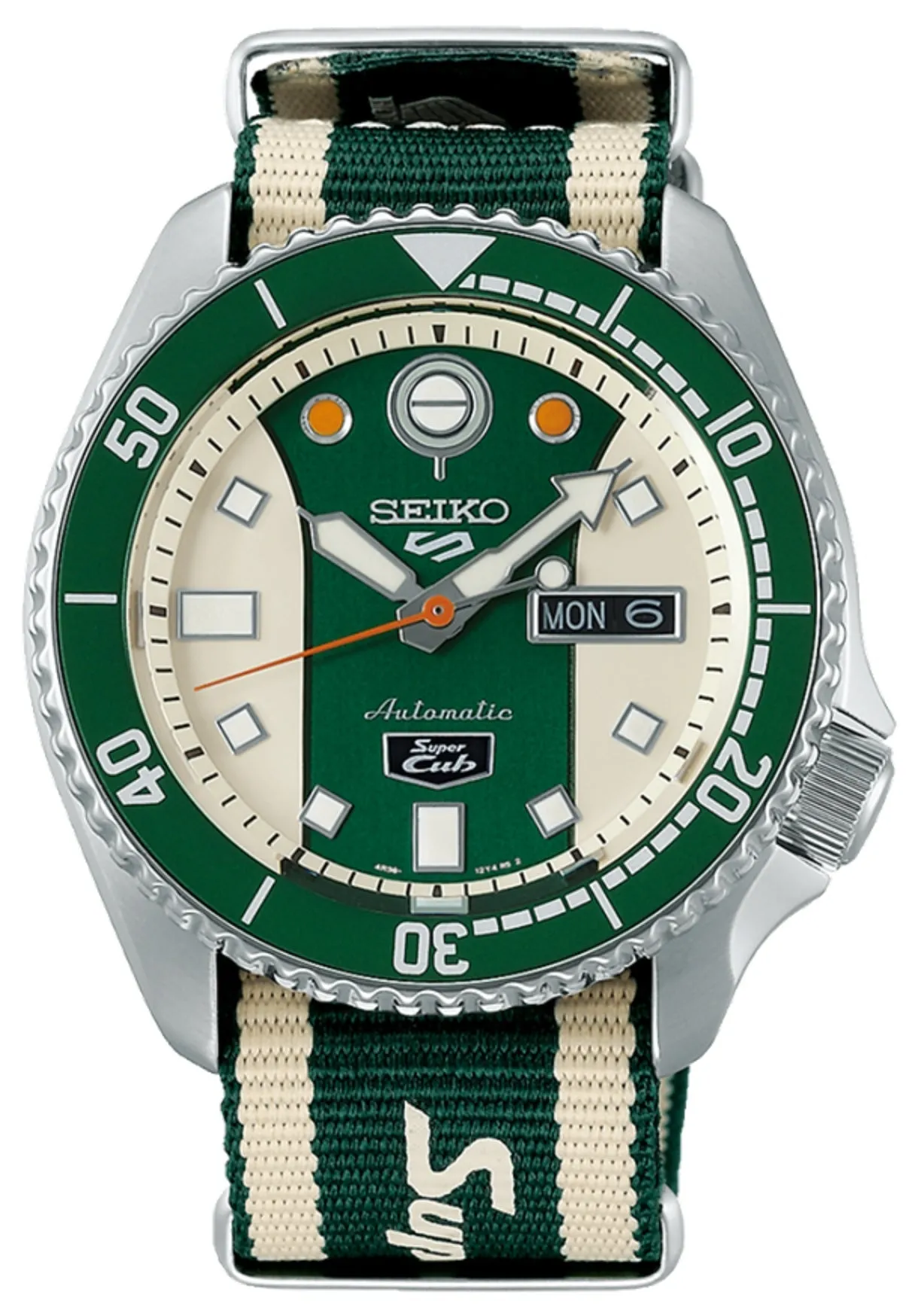 Seiko 5 SRPJ49K1 Sports Honda Super Cub Limited Edition Automatic Watch Affordable casual watches Sporty casual watches Affordable luxury casual watches