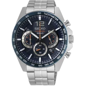 Seiko Men's Chronograph Watch - Essentials Blue Dial Silver Tone Bracelet | SSB345 Luxury Quartz Watch Quartz Watch Sale