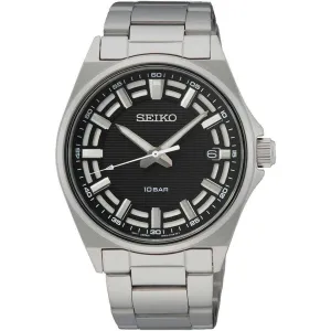 Seiko Men's Quartz Watch - Essentials Black Dial Stainless Steel Bracelet | SUR505P1 Luxury Quartz Watch Quartz Watch Sale