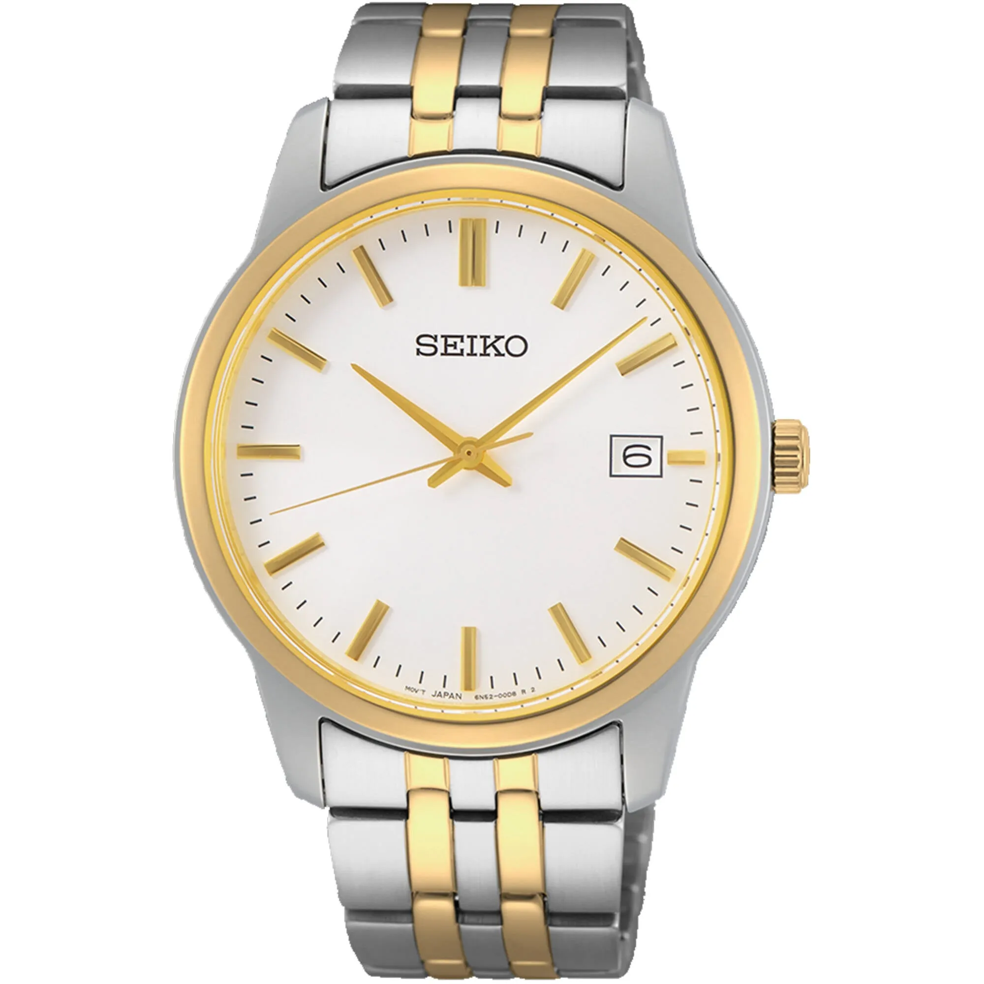 Seiko Men's Watch - Essentials White Dial Plated Stainless Steel Bracelet | SUR402 Luxury Quartz Watch Quartz Watch Sale