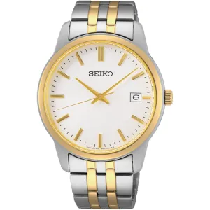 Seiko Men's Watch - Essentials White Dial Plated Stainless Steel Bracelet | SUR402 Luxury Quartz Watch Quartz Watch Sale