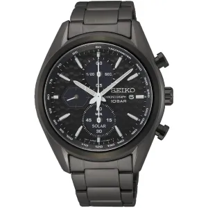 Seiko Men's Watch - Solar Quartz Black Dial Plated Stainless Steel Bracelet | SSC773 Luxury Quartz Watch Quartz Watch Sale