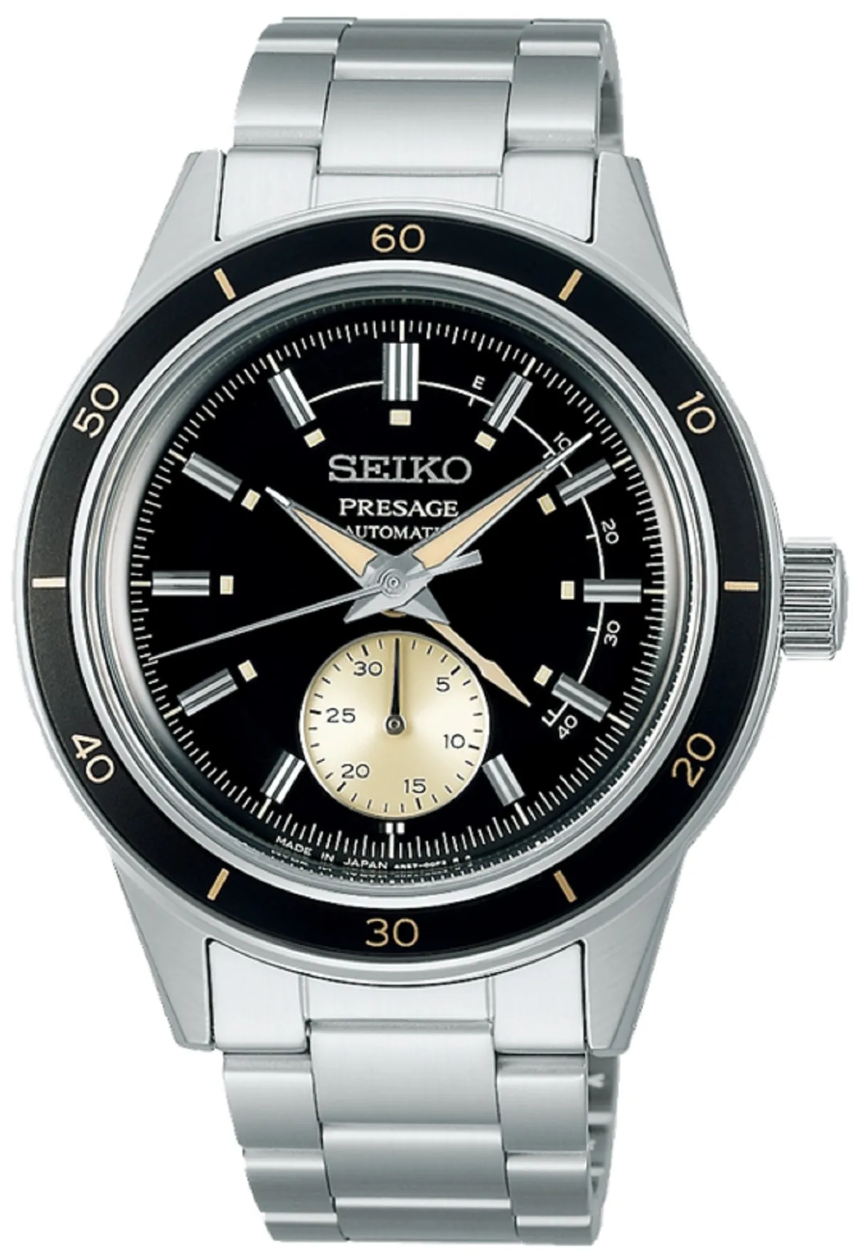 Seiko SSA449J1 Presage Style 60's Automatic Silver Stainless Watch for Men Affordable casual watches Sporty casual watches Affordable luxury casual watches