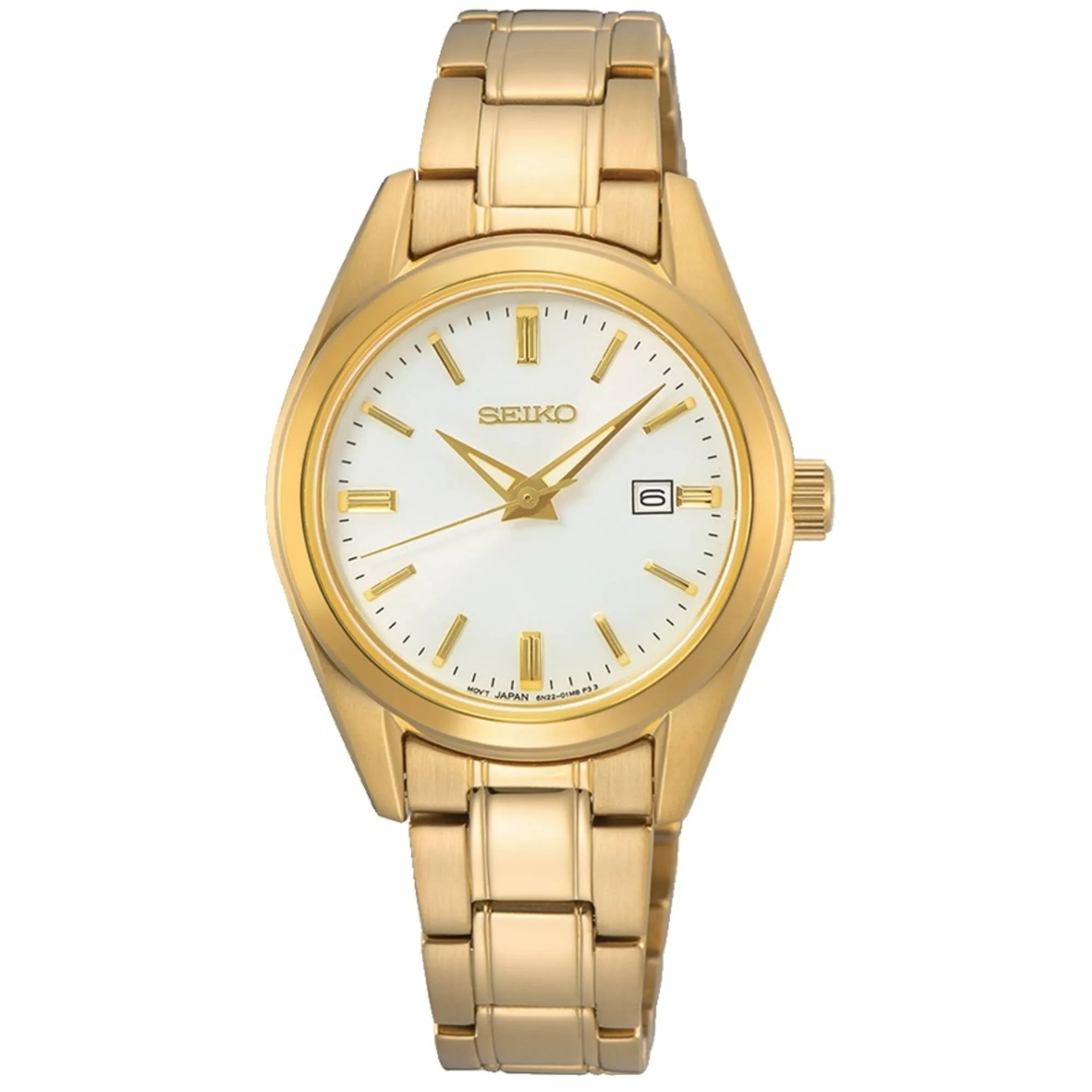 Seiko Women's Watch - Essentials Quartz Silver Dial Yellow Gold Bracelet | SUR632 Luxury Quartz Watch Quartz Watch Sale